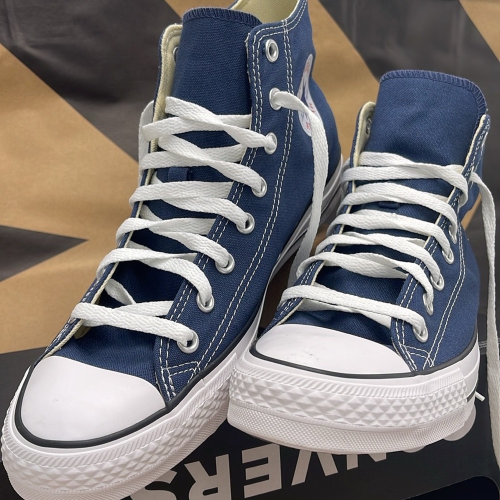 Converse Men's Blue High-Top Sneakers Classic Colors Navy - Picture 7 of 16